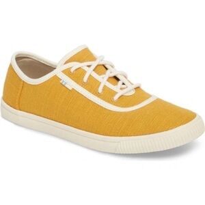 TOMS Carmel Sneaker In Sunflower Heritage Canvas Lace Up Size 5.5